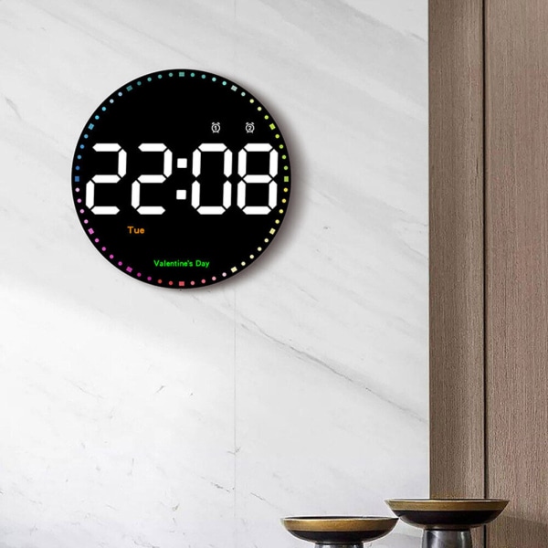 LED Alarm Clock Digital Wall Clock With Remote Control 10 Levels Brightness
