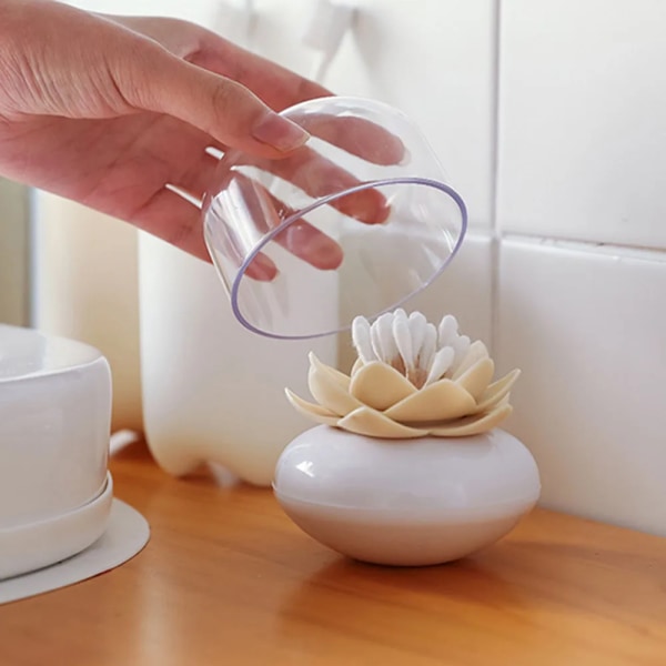 Portable Cotton Swab Storage Lotus Flower Toothpicks Holder Dustproof Container Home Organizer Table Decor Rabbit Toothpicks Box