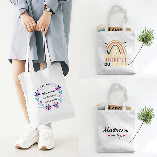 Merci Ma?tresse Print Women Canvas Shopping Bag Eco Harajuku Shoulder Bags Thank You Mistress School Bags Teacher Gift
