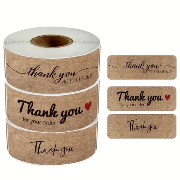 120pcs/roll Kraft Paper Thank You Stickers DIY Gift Packaging Decoration for Personalized Gifts and Business Label