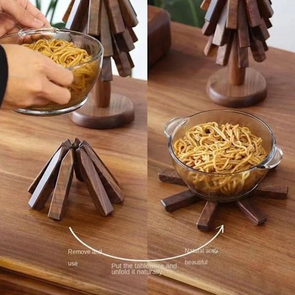 Walnut Tree Hot Pot Stand Wooden Trivets For Hot Dishes Tree Shape Trivet Set Coaster For Teapot Hot Pots Easy Storage New