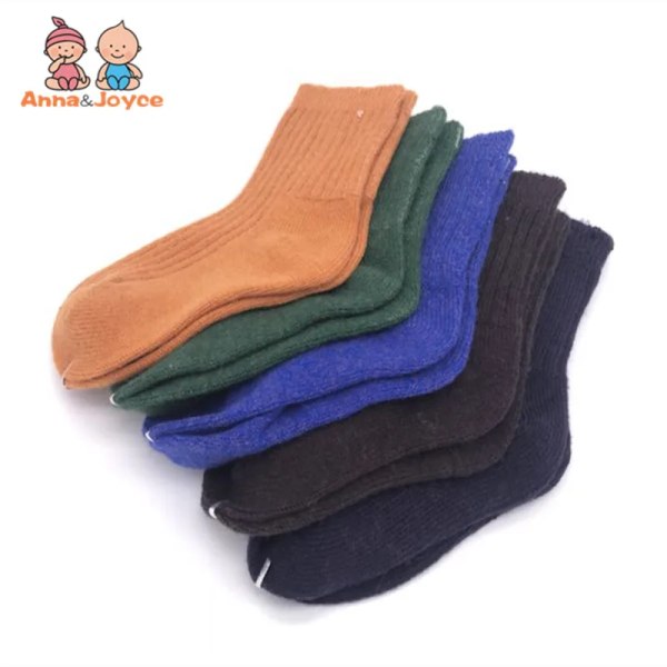 4pairs/Lot Winter Children Thick Socks Warm Wool Baby2-12Years Girls Boys Solid Socks