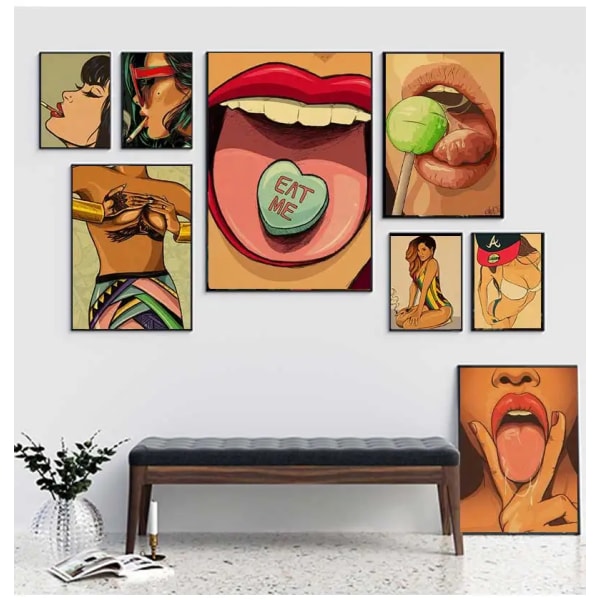 Trend Funny Cool Girl Poster Kraft Paper Prints Painting Living Room Home Bar Decorations Bedroom Art Wall Stickers