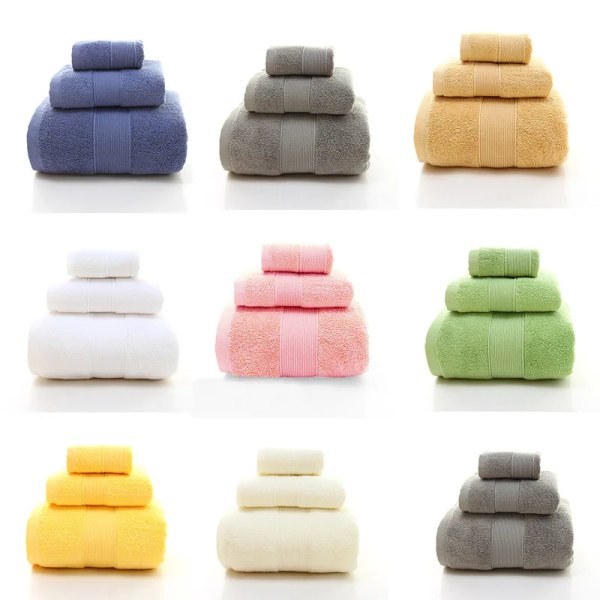 100% Cotton Towels Set, Highly Absorbent Bath Towel Set  Washcloths 3 pcs Bath Towels Hand Towels Home Hotel adult bath towel
