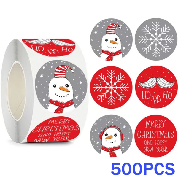 50-500pcs New year stickers 1inch Card Gift Box Package Santa Elk Merry Christmas Stickers Thank You Sticker Handmade Decoration