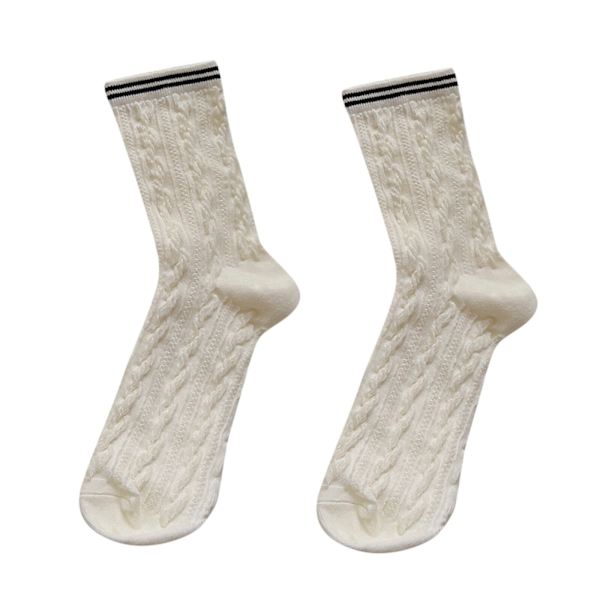 Women Autumn And Winter Three Jacquard Socks Middle Tube Twist Ps5 in Stock