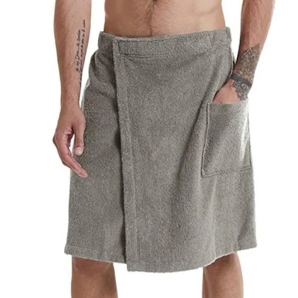 Bath Towel for Men Wearable Shower Robe with Pocket Ideal for Sauna and Shower Room 2023 Magic Tape