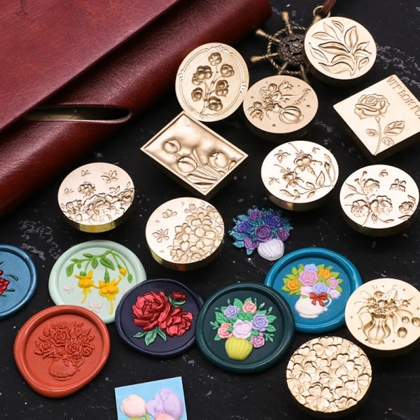 Botanical Series Tulip Rose Moonflower Flower Pattern Lacquer Stamp Literary Vintage Seal Wax Gift Seal Stamp Heads