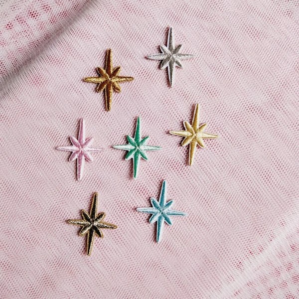 8 Colors Self-adhesive 10pc Star Embroidery Patches for Clothes Gold Silver Star Shiny Sticker Iron on Clothing Applique Stripes