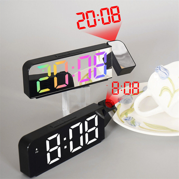 USB Rechargeable Projection Alarm Clock 12/24h/Date/Te