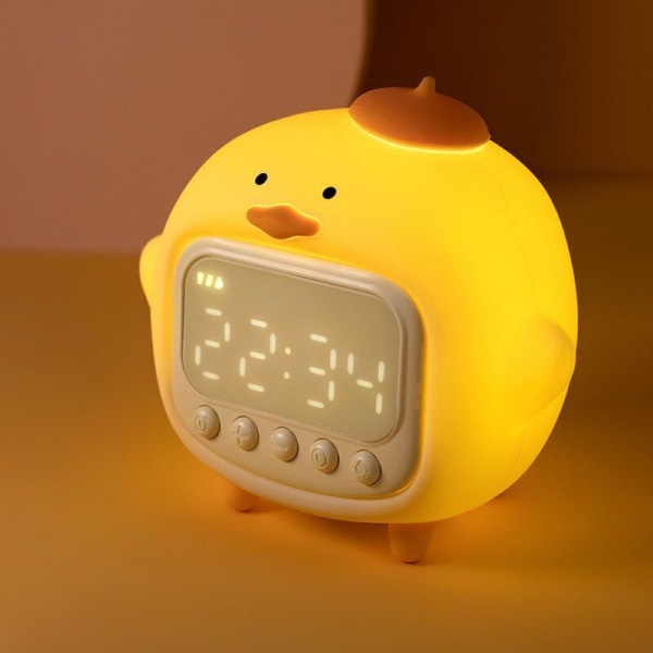 Cute Duckling Alarm Clock LED Time Display Night Light Wake Up Volume