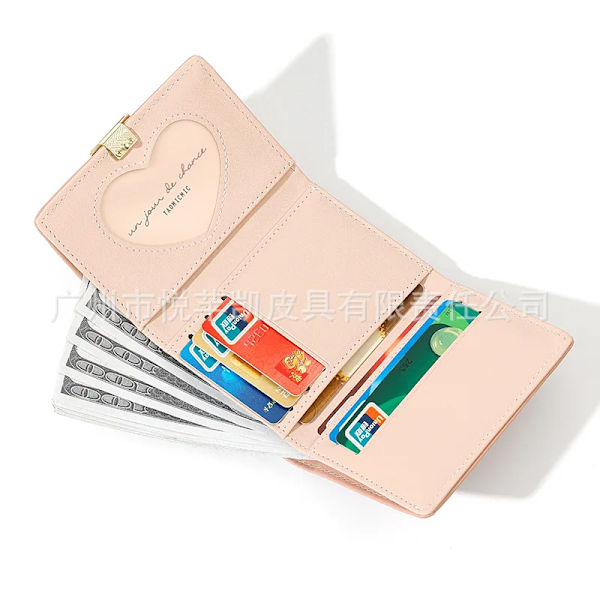 New Simple PU Women's Short Three Fold Wallet Portable Europe and The United States Folding Mini Purse