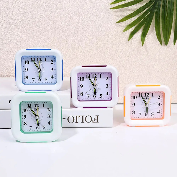 Quartz Alarm Clock With Night Light No Tick Snooze Silent Small Bedside Clocks