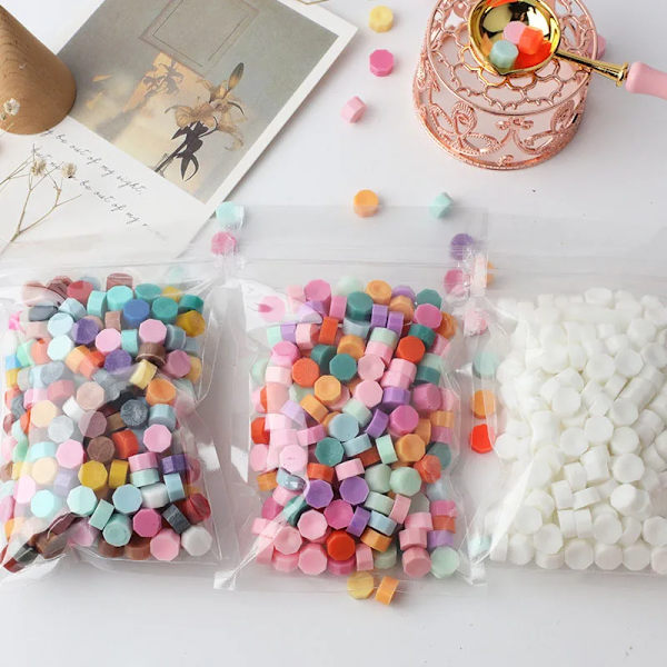 100pcs Per Bag Sealing Wax Beads Lustrous Wax Stamp Wax Particals DIY Wedding Invitation Decoration Craft Wax Card Making Tools