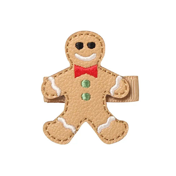 9pcs Children's Christmas Gingerbread Man Hair Clip Fashion Christmas Leather Bow Knot Edge Clip Santa Claus Elk Headwear