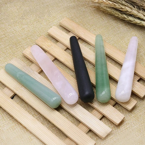 Handmade Natural Jade Face Point Guasha Massage Tool SPA Therapy Rose Quartz Jade Stone Scraping Massager
