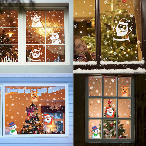 Christmas Wall Window Stickers Santa Snowman Elk Snowflake PVC Window Decals For Home Shopwindow Ornament Xmas Navidad New Year