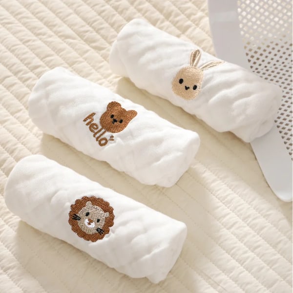 Baby Saliva Towels Cartoon Print Muslin Cloth Hand Face Wipes Newborn Bib Kids Handkerchief Toddler Soft Washcloth Burp Cloth