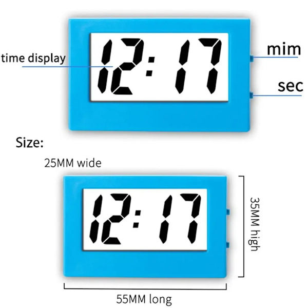 Mini Small Digital Car Desk Clock Meter Mini Digital LCD Display Travel Electronic Clock Home Office Desk Clock