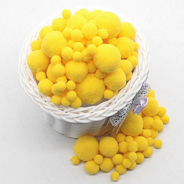 Yellow Pompom 8mm 10mm 15mm 20mm 30mm Pom Poms Ponpon Crafts Supplies DIY for Kids Toy Garment Sewing Home Wedding Decorations