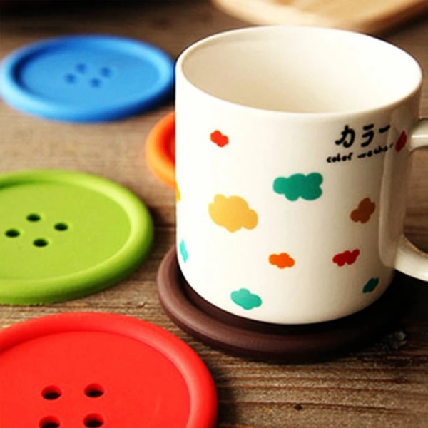 1pcs Button Coasters Silicone Placemat Cushion Mug Cup Holder Household Supplier