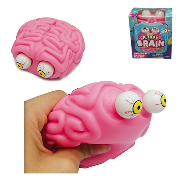 Flippy Brain Squishy Eye Popping Squeeze Fidget Splat Toy Stress and Anxiety Relief Ball Anti-Anxiety Focusing Toys Gift for Kid svart