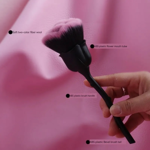 Loose Powder Makeup Brush Black Rose Shape Single Dust Brush Soft Bristle Loose Powder Makeup Brush Beauty Tool