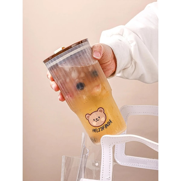 WORTHBUY Portable Coffee Cup With Straw And Lid Cute Sport Water Mug For Children Large Capacity Plastic Tumbler Outdoor Travel