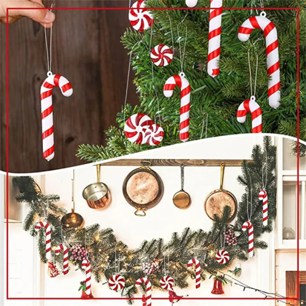 12PCS Christmas Lollipop Pendant Candy Cane Xmas Tree Hanging Ornaments For Christmas Decoration Holiday Party Decoration