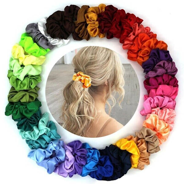 15 Pack Large Satin Scrunchies for Thick Thin Hair,Soft Silk Hair Scrunchy