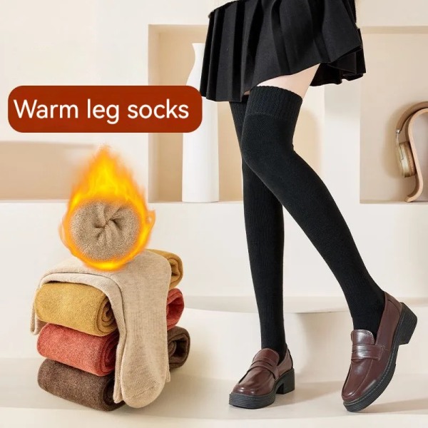 Women's Thigh High Stockings Knitted Warm Socks Lengthened Leg Warmers JK College Style Winter Girl Kawaii Over Knee Long Socks