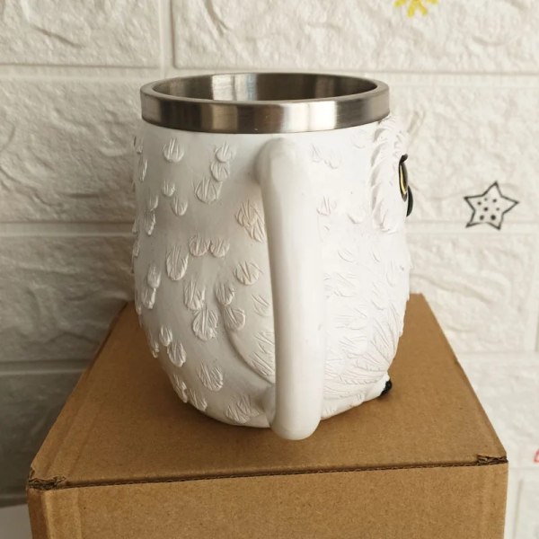 Creative 3D Coffee Owl Mugs Funny Cartoon Animal Espresso Tea Water Cup Original Stainless Steel Resin Mug Best Gifts