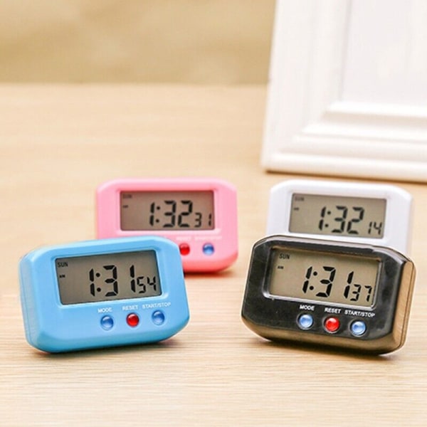 Small Digital LCD Backlit Alarm Clock Accurate Time Week Display-