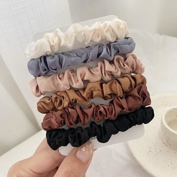 6 Pcs/Set Woman Fashion Scrunchies Hair Ties Girls Ponytail Holders Rubber Band