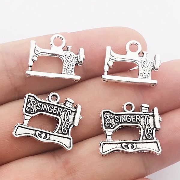 JINDINSP 10pcs as shown in Antique Silver Color Sewing Machine Charms Pendant For Jewelry Making DIY Jewelry Findings