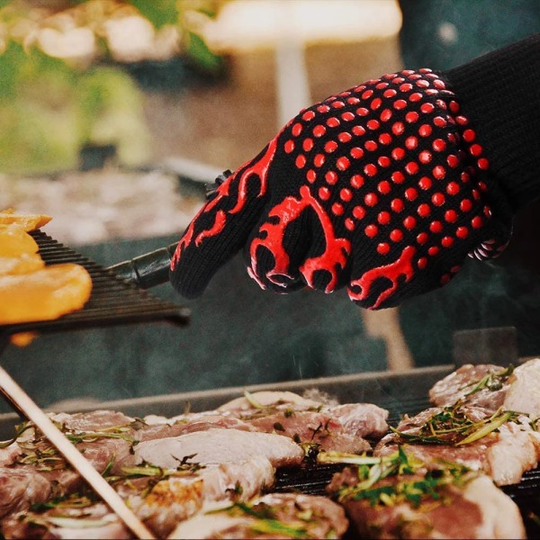 High Temperature Resistance BBQ Grill Gloves Kitchen Microwave Oven Mitts 500 800 Degree Fireproof Non-Slip Barbecue Gloves