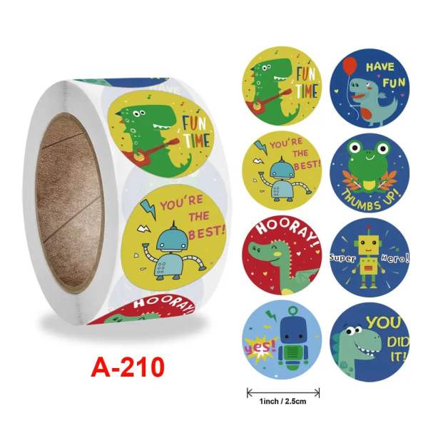 1 Volum 500Pcs Childrens Cartoon Animal Stickers Baby Stickers Kindergarten Inspirational Little Red Flower Reward Roll Sticker