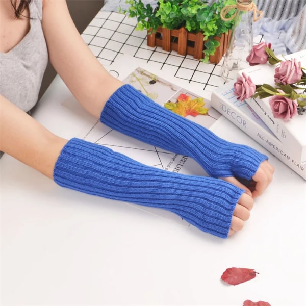 Long Fingerless Gloves Women Mitten Winter Arm Warmer Knitted Arm Sleeve Fashion Casual Soft Girls Clothes Punk Gothic Gloves