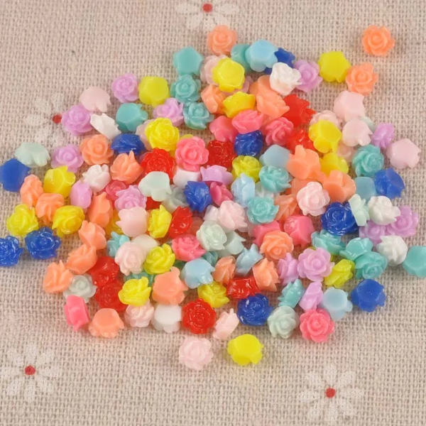 6mm Mini flatback Resin Cabochons Rose flower for Scrapbooking Cameo Craft  DIY Phone Nails Decals Decor ornaments 50pcs cp2169
