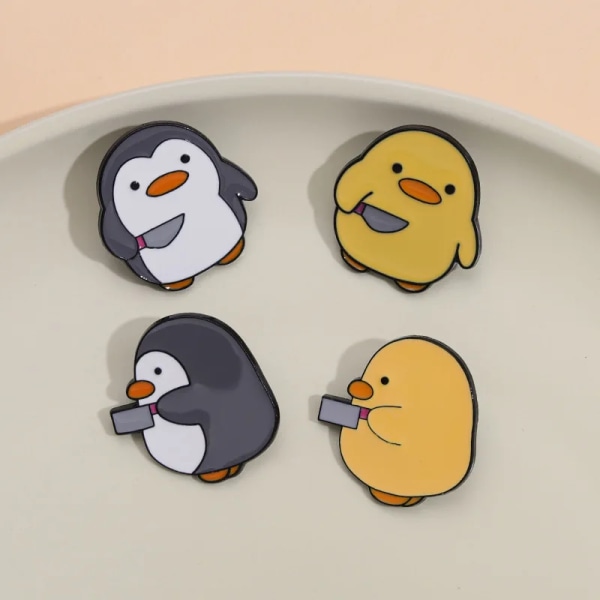Dagger Duck Penguin Enamel Pins Custom Cute Yellow Duck Badge Brooches Lapel Badges Backpack Jewelry Gifts for Friends Wholesale