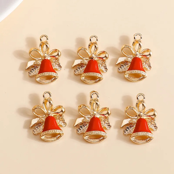10pcs 16*21mm Enamel Christmas Bell Charms DIY for Bracelets Pendants Earrings Making Creative Gift Charms Jewelry Accessories