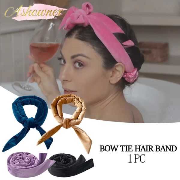 Bow Tie Hair Band for Sleeping Curly Headband Lazy Curler Heatless Curling Stick Wavy Device Long and Short Hair Modeling Tool