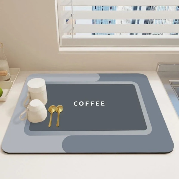 Simple Dish Drying Mat Rubber Drain Pad Quick Dry Rug Absorbent Drainer Mat Tableware Dinnerware Placemat Coffee Drying Mats