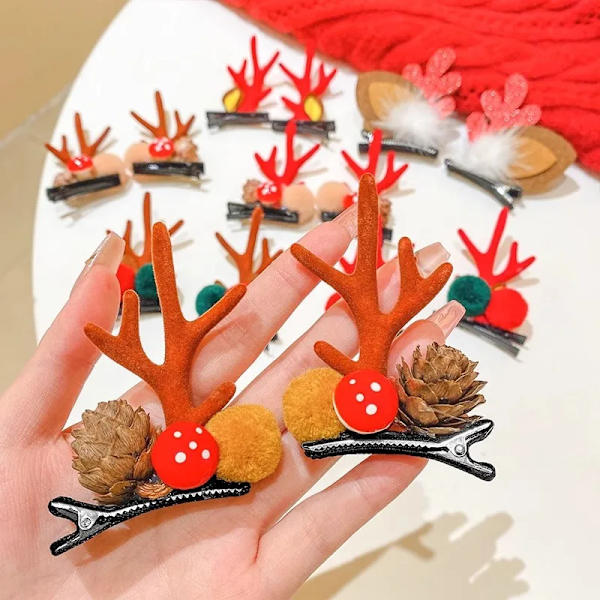 Christmas Elk Horn Hair Clip  for Women Girls Delicate Santa Bell Deer Snowman Barrettes Xmas Party Holiday Hair Accessories