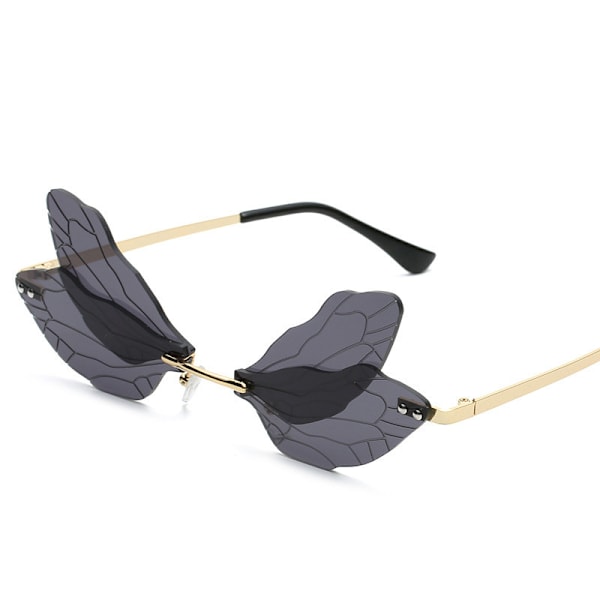 Frameless Trimming Sunglasses for Women Dragonfly Wings Shaped Eyewear for a Uni