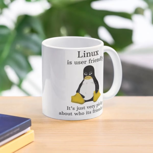 Linux Is User Friendly Its Just Very Pic  Mug Photo Tea Gifts Coffee Image Simple Handle Round Printed Drinkware Cup Picture