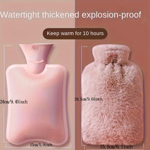 1000ml Imitation rabbit plush hot water bag to warm baby's home, long-lasting warmth, large-capacity hand warmer hot water bag