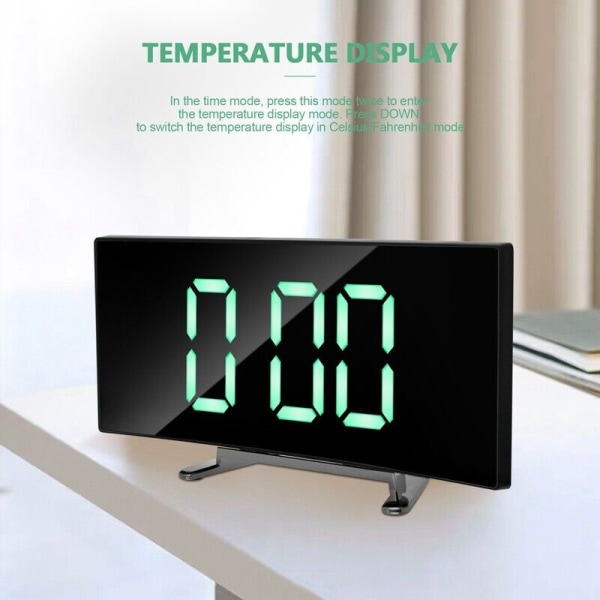 Di, Green  Number Clock,   Alarm Clock,Snooze Function,12/24 Hour, USB Port I2U6