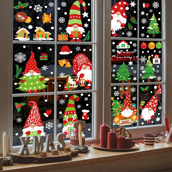 9Sheets/Set 2024 Christmas Window Sticker Santa Claus Xmas Tree Cartoon Glass Decal for Merry Christmas New Year Home Decoration