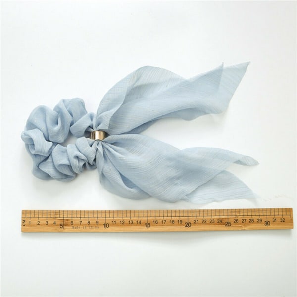 Chiffon Long Ribbon Scrunchie Double Laye Hair Scarf Rubber Band Hair Tie Rings